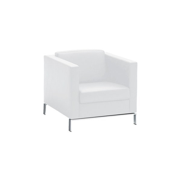 Fotel Foster 500 ze skóry jachtowej w kolorze białym W80×D80×H73 cm