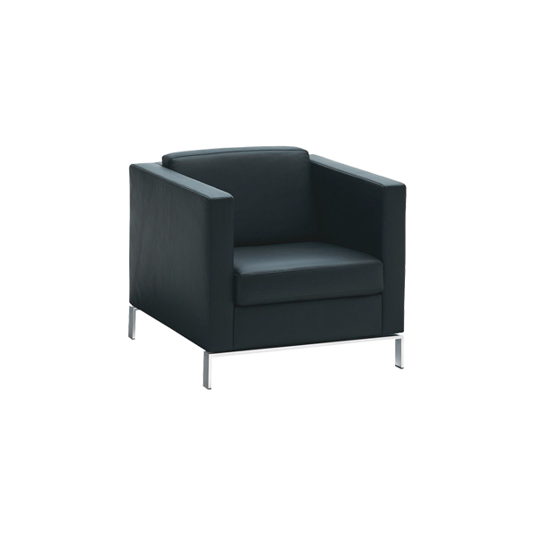 Fotel Foster 500 ze skóry jachtowej w kolorze czarnym W80×D80×H73 cm