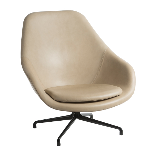 Fotel obrotowy About a Lounge AAL 91 jedwabisty jasnoszary/czarny