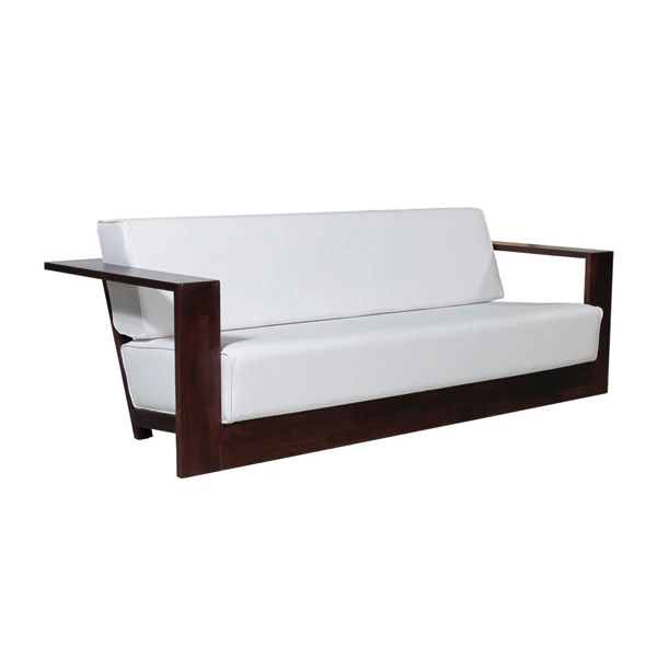 Podwójny leżak skórzany Palisander z zestawem poduszek białym