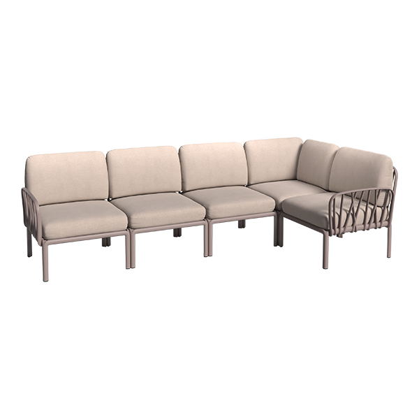 Sofa 5-osobowa Komodo taupe z zestawem poduszek taupe