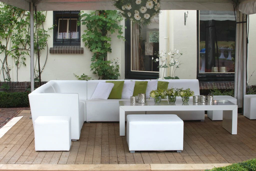 Stołek wypoczynkowy Hollywood biały W70×D70×H41 cm SH41 cm