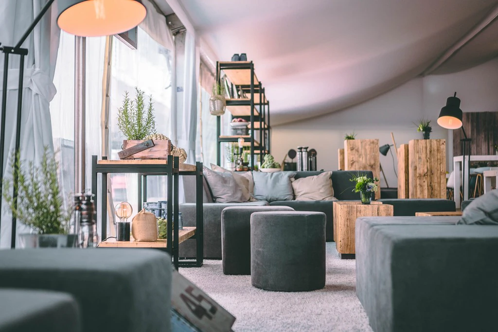 Stołek wypoczynkowy Ontario z tkaniny w kolorze szarym