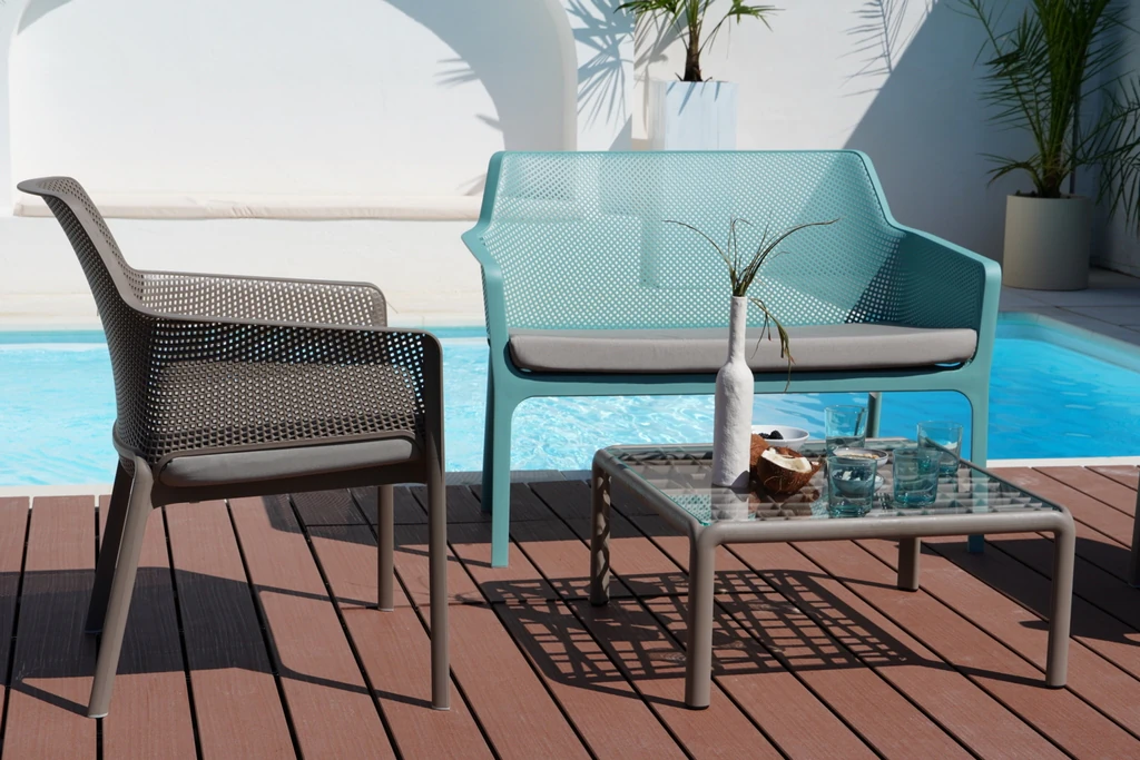 Stolik lounge Komodo taupe z blatem szklanym